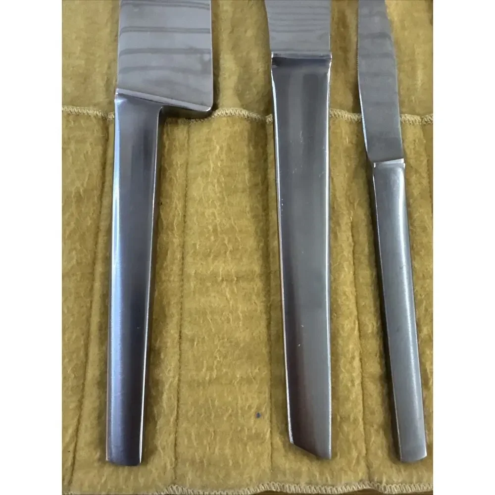 Vintage Arthur Salm Capri Italy Stainless Steel 9pc Carving Serving Set & Roll